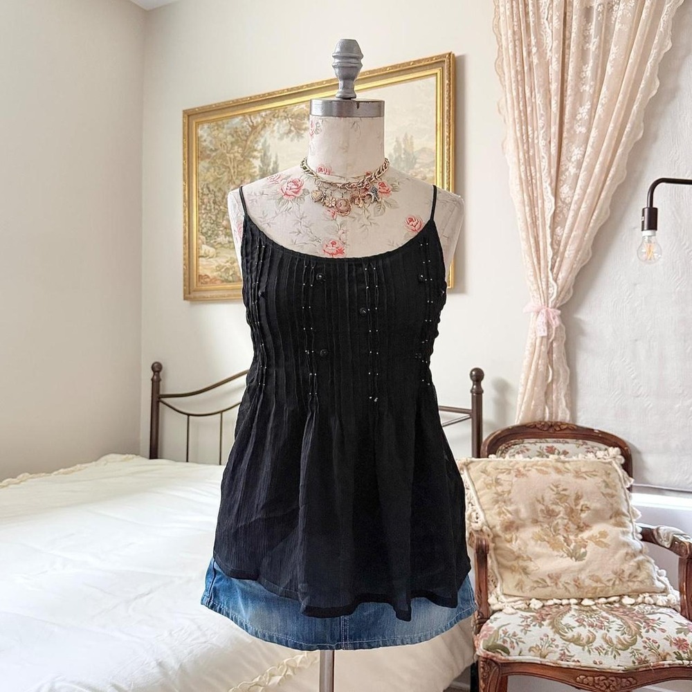 Black Babydoll Cami Y2K American Eagle size 6 black babydoll cami